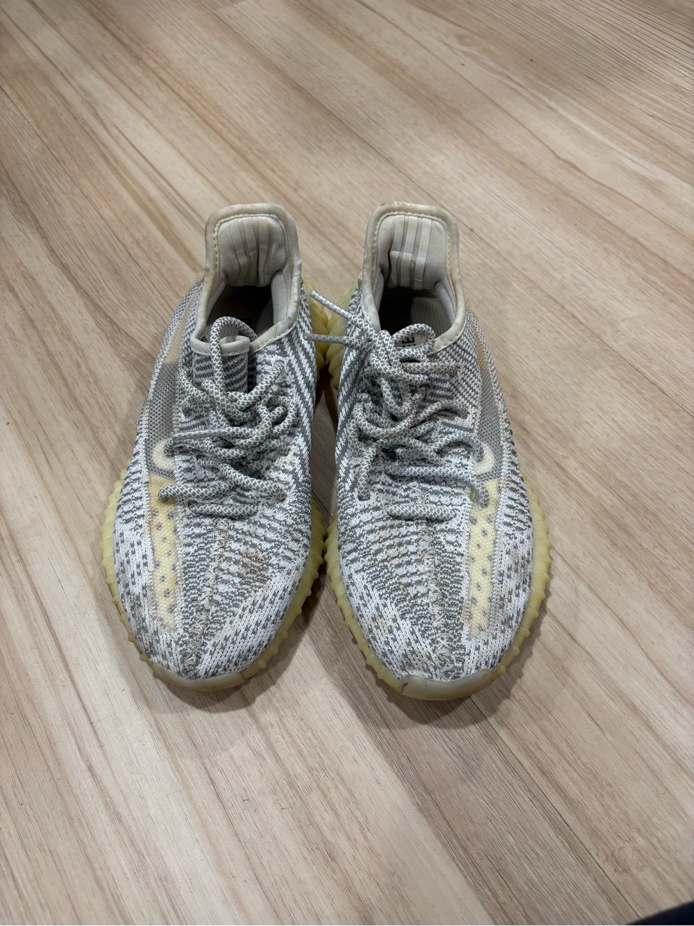 adidas Men's Knit Sneakers in Cream and Pale Yellow